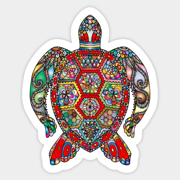 Colorful Turtle Design Lover, Mandala Lover , Mandala Design , Mandala Artwork Sticker by Utopia Shop